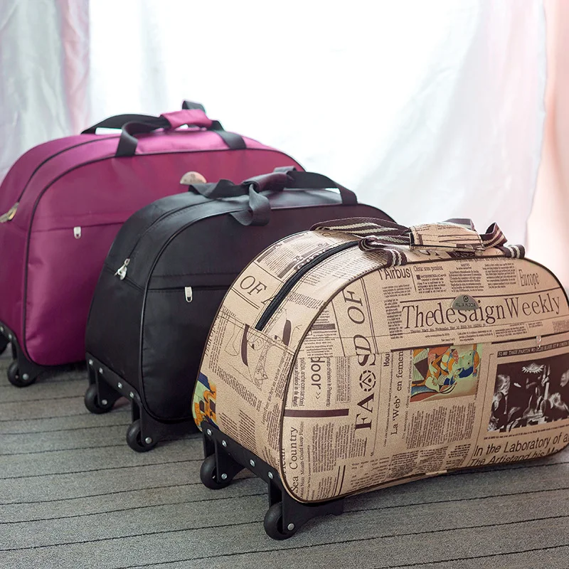 24 ''22'' водонепроницаемый большой емкости Дорожная сумка толстый стиль прокатки чемодан с колесиками багаж для женщин леди мужчин