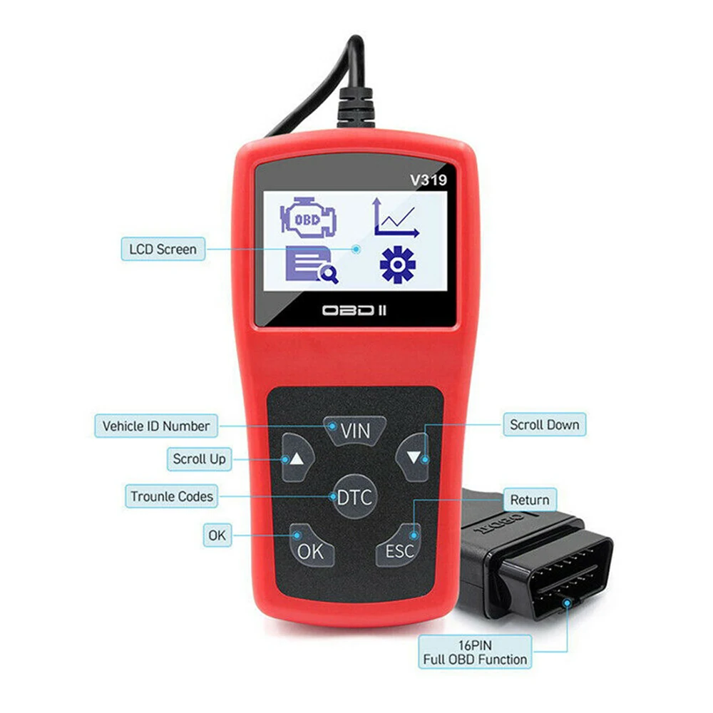Автомобильный OBD2 считыватель сканер Инструменты многоязычный Автомобильный Диагностический Код считыватель V319 инструмент EOBD Авто Диагностический двигатель неисправность