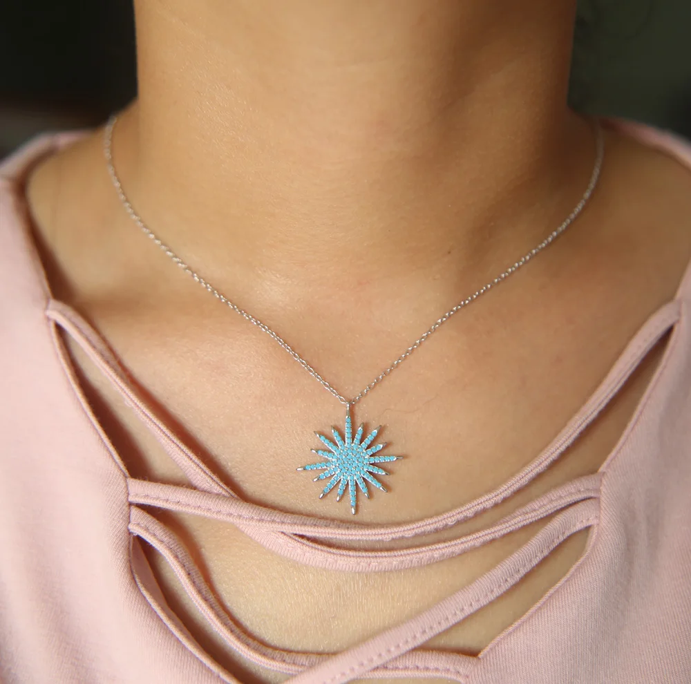 Женское ожерелье из серебра 925 пробы с подвеской в виде звезды норита|pendant necklace|women