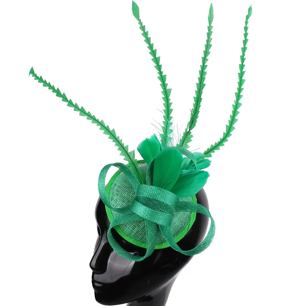Чародейки для kenducky Дерби шапки шляпки Летние свадебные церковные шляпы новые чародейки на заколках для волос женские аксессуары для волос - Цвет: Зеленый
