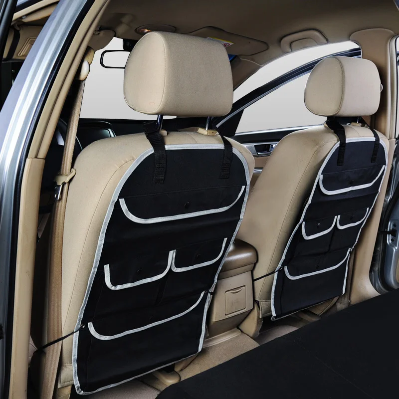 

Car Trunk Organizer Eco-Friendly Seat Back Multi-Pocket Travel Storage Bag, Kids Toy Storage, Back Seat Protector / Kick Mat