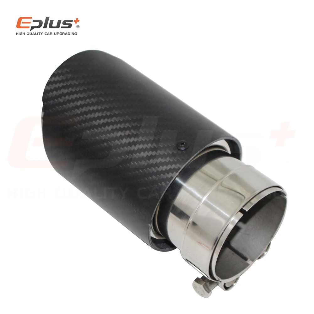 Car Carbon Fibre Matte Exhaust System Muffler Pipe Tip Straight Universal Silver Stainless Mufflers Decorations For Akrapovic