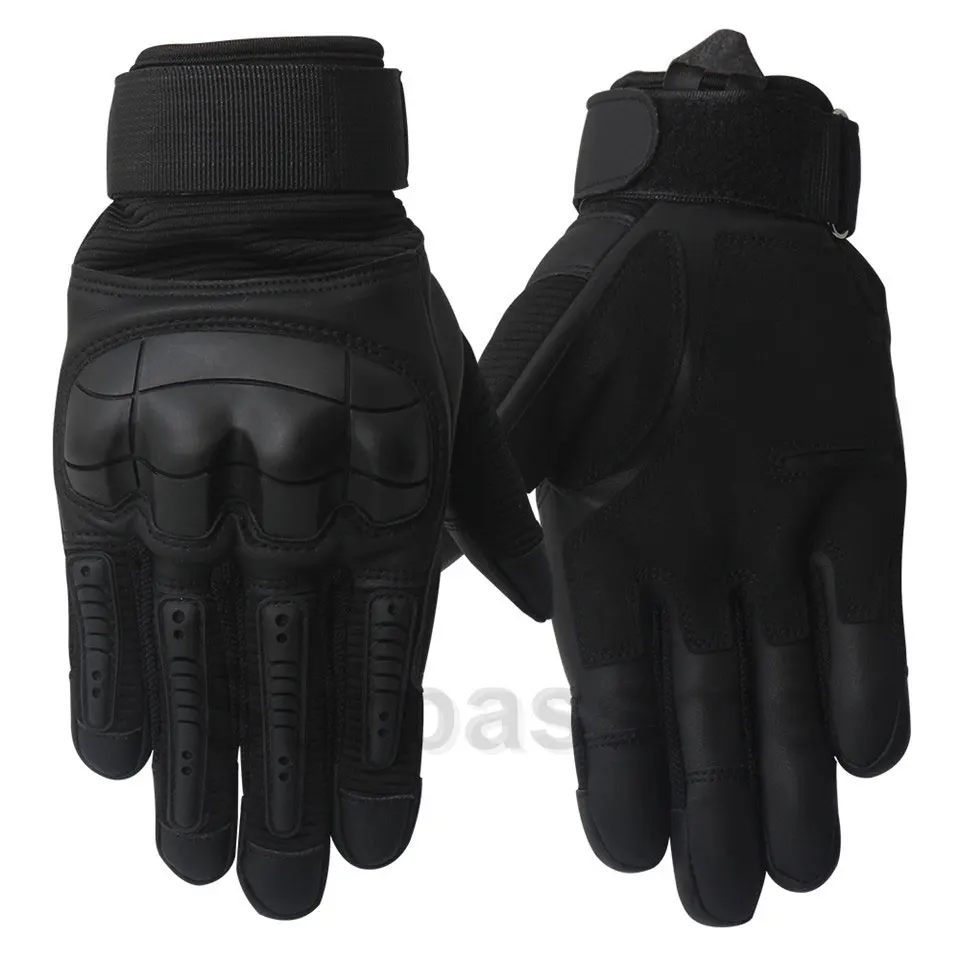 Полный палец Сенсорный экран противоскользящие мотоциклетные перчатки зимние кожаные тактические Handroid мото мотоцикл езда гоночные перчатки байкер - Цвет: Black