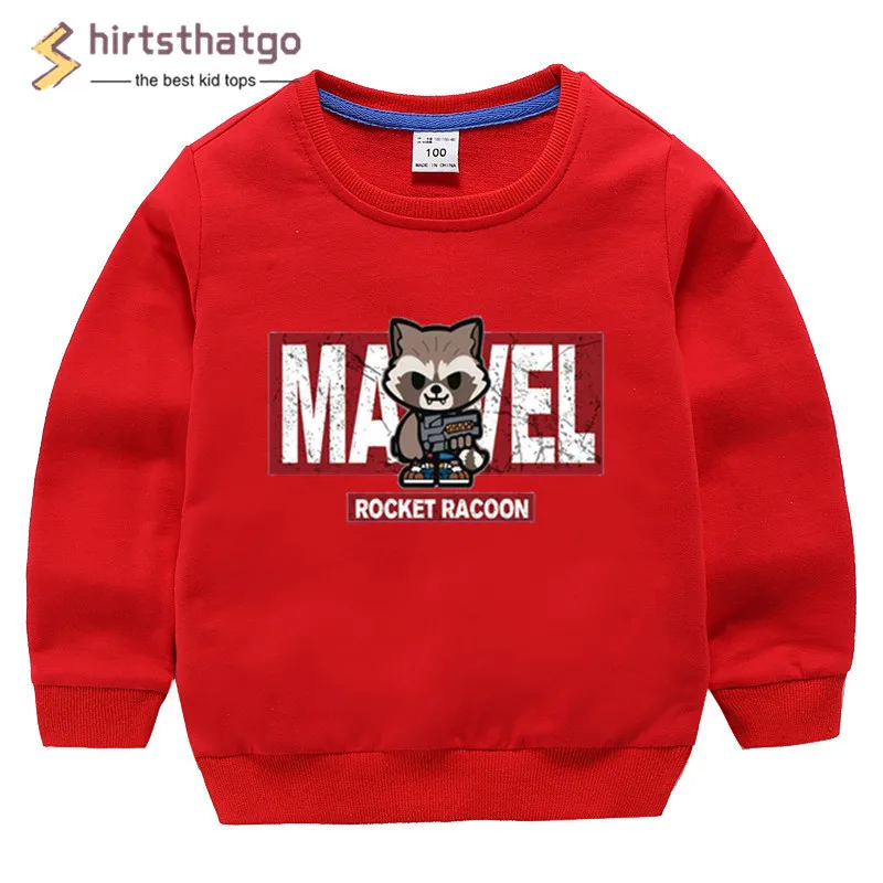 Boy Girl Rocket Racoon Funny Sweatshirts Kid Autumn Toddler Winter Clothes Kid Pullover Tops Black Friday Gift - Цвет: T98B-red