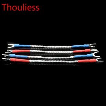 

Thouliess 4pcs/lot 7n Silvar Plated JUMPER LINKS Performance Speaker Cable Y Spade Plug Connector Bridge Cable Jumper Cable