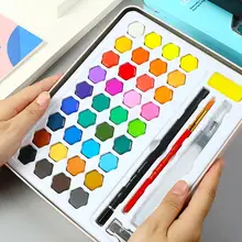 

36-color Watercolor Pigment Set Watercolor Paint Student Hand-painted Portable Painting Set Iron Box Water Color Art Supplies