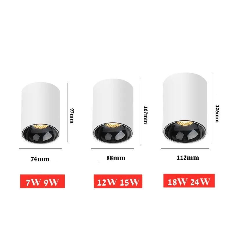 Dimmable Surface Mounted LED Downlights ceiling lamp COB 7W 9W 12W 15W 18W 24W AC110V 220V Spot Light led ceiling light ceiling light dimmable spotlights led light source Anti Glare Ceiling Lamp