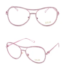 Для женщин небольшой металлический каркас прозрачные линзы Стразы для глаз очки Nerd APR3_30
