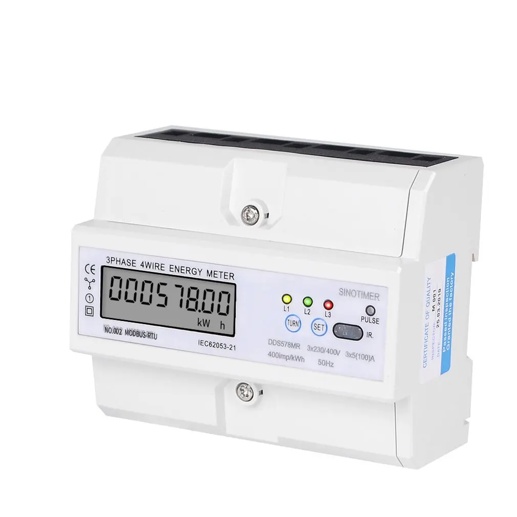 

SINOTIMER RS485 Modbus Multifunctional DIN Rail 3 Phase 4 Wire 7P LCD Wattmeter Electronic Power Consumption Energy Meter