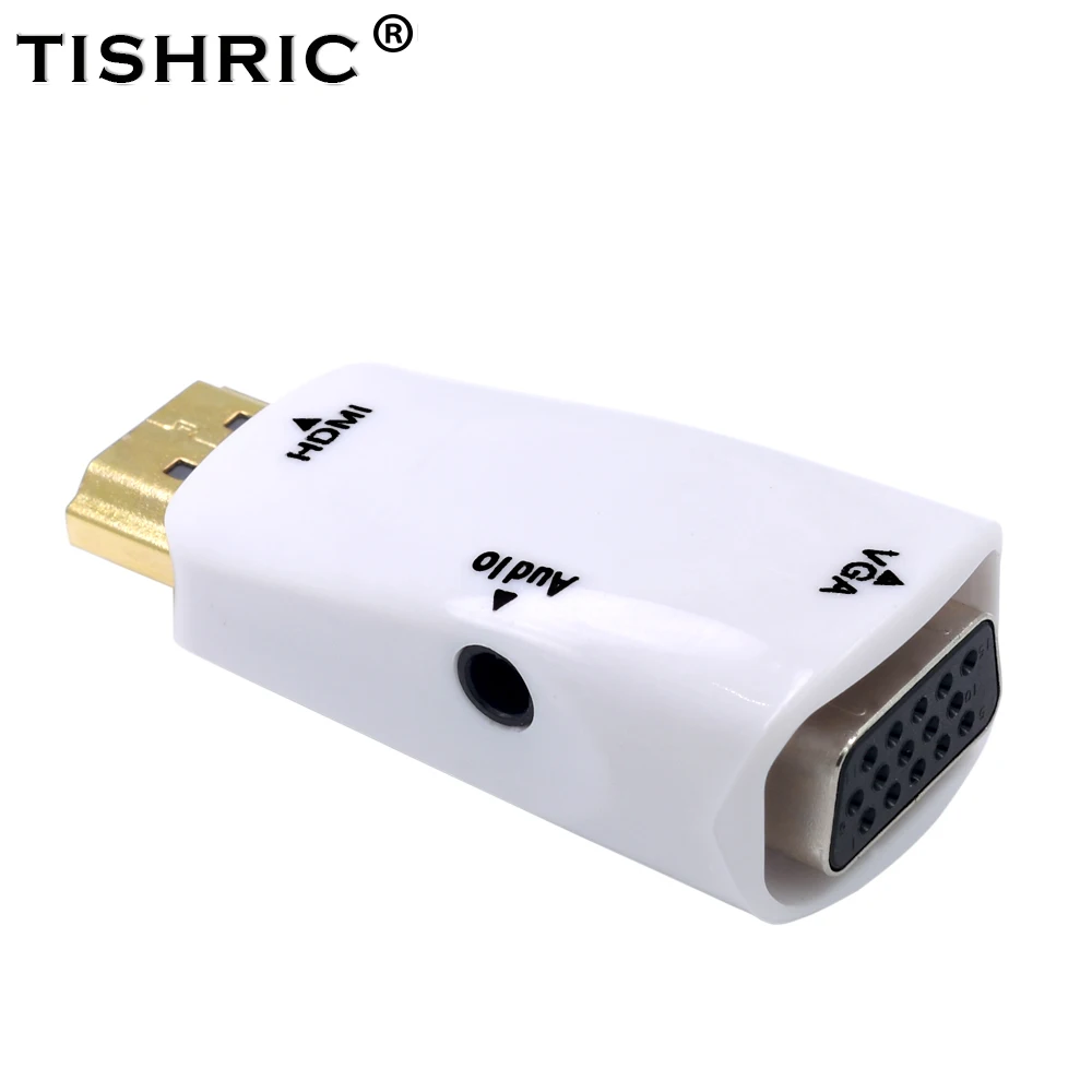 

TISHRIC HDMI2VGA Adapter HDMI To VGA Converter With Audio Cable Male To Female 1080P For PC Laptop Computer Display Projector