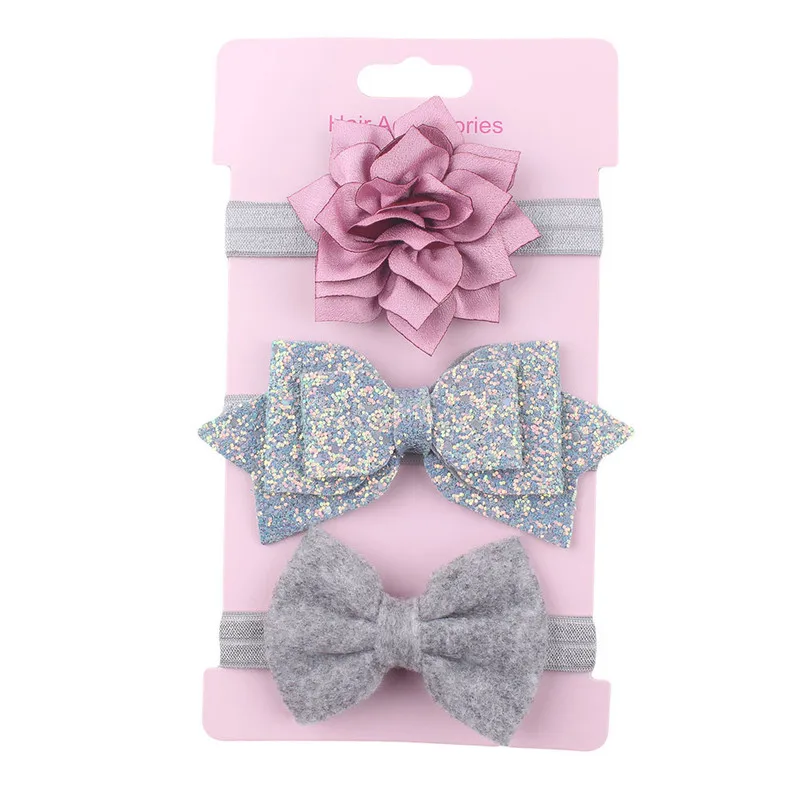 2020 New 3pcs Baby Girls Headband Set Bow Knot Head Bandage Kids Toddlers Headwear Flower Hair Band Infant Clothing Accessories | Детская