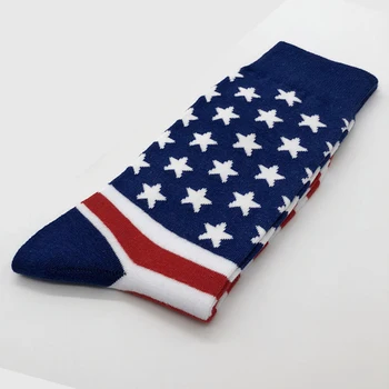 

1 Pair Fashion America Flag Casual Cotton Blend Stars Middle Tube Men Socks Stripes Non Slip Gift Comfortable Printed Breathable