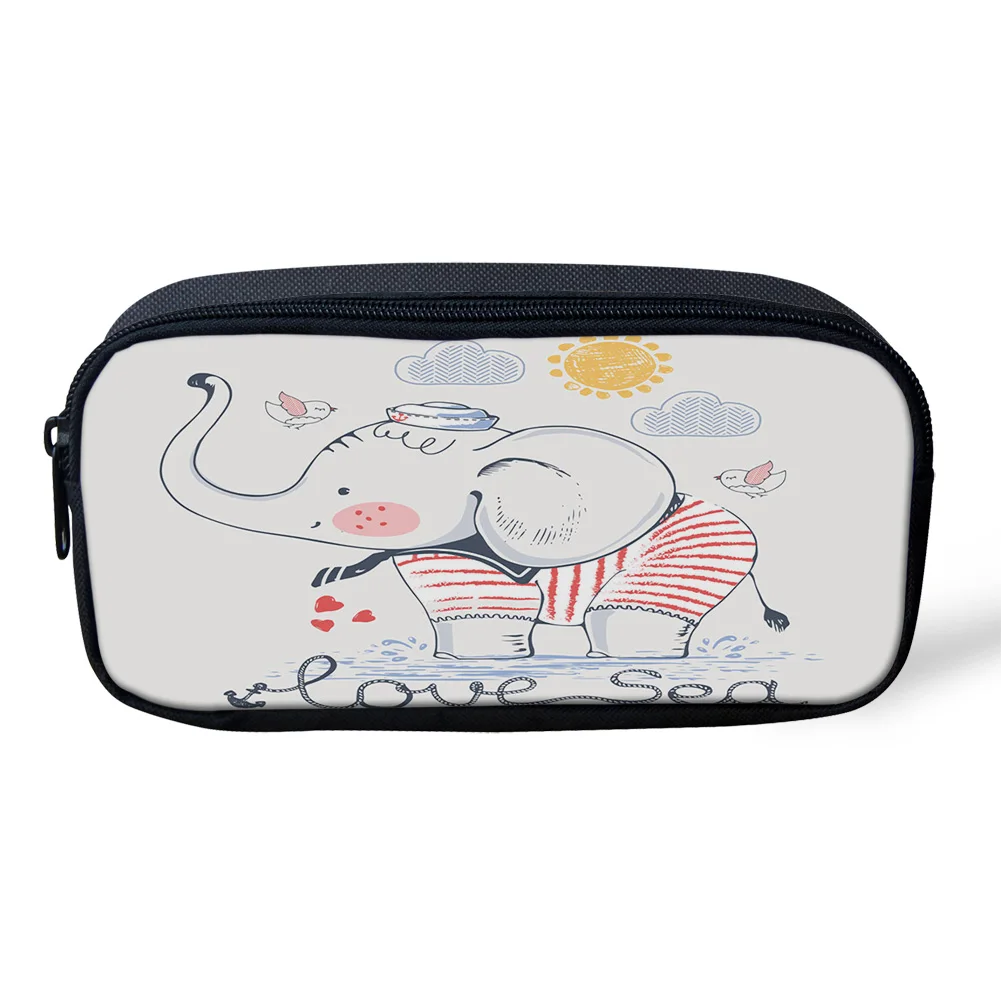 Женские сумки для макияжа с рисунком слона животных на молнии пенал школьные