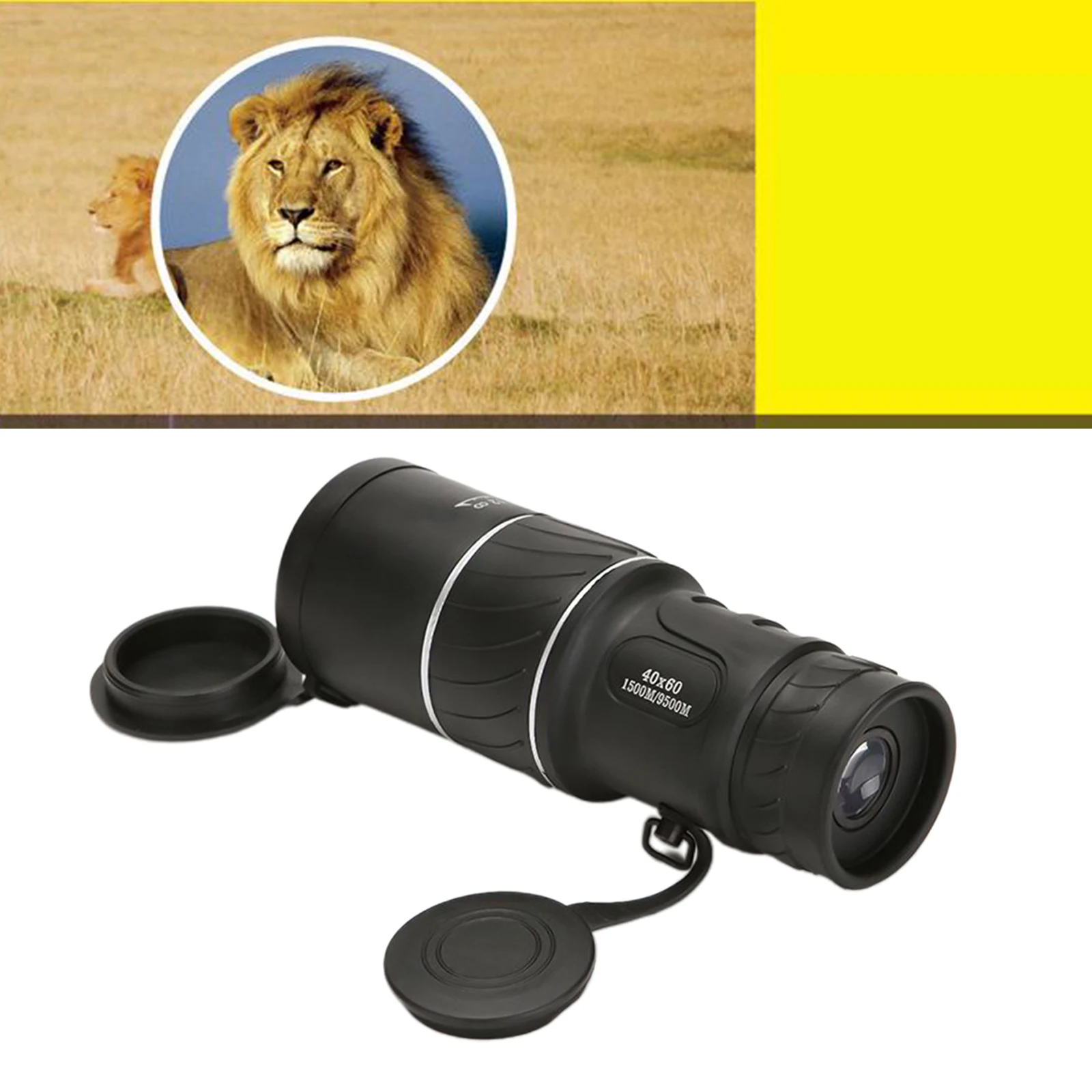 9500m 40X60 High Definition HD Monocular Telescope with Durable and Clear FMC BAK4 Prism Focus for Bird Watching Camping Hiking