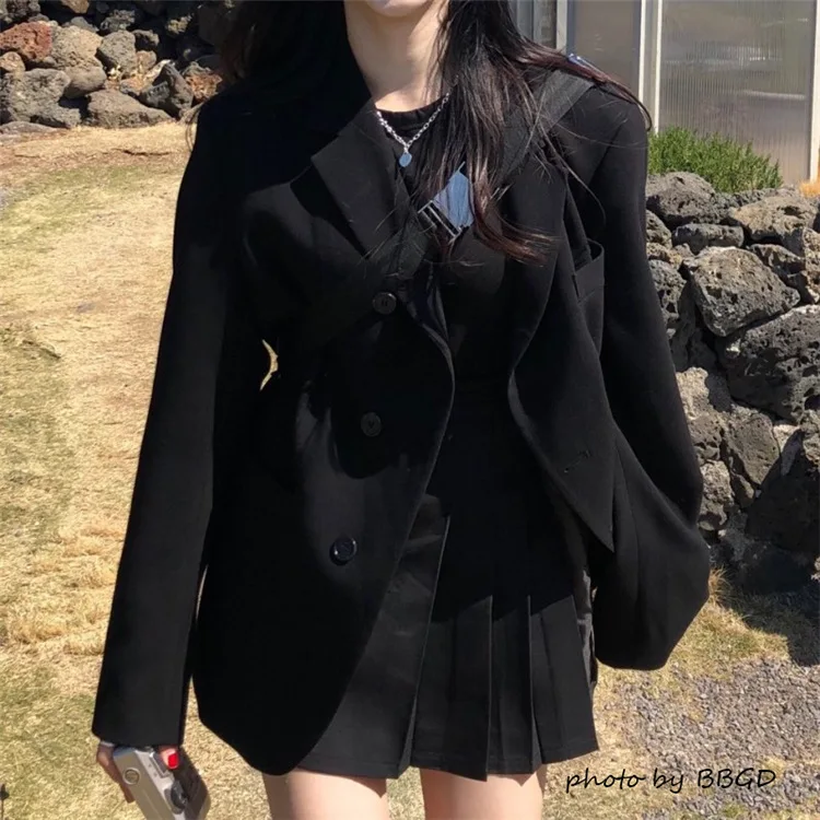 Autumn Clothing Korean-style CHIC Retro Loose-Fit Long Sleeve Suit Jacket Versatile Casual Fashion Suit Women's Mid-length Tops