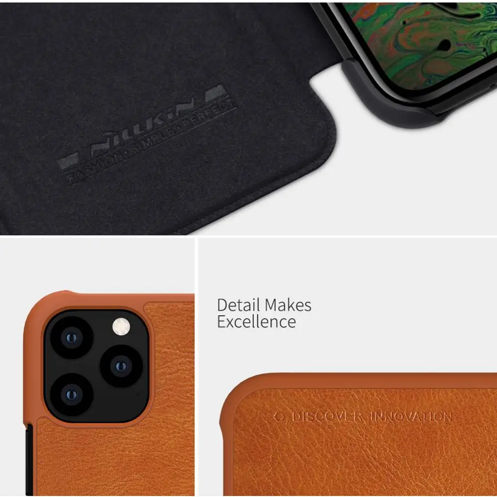 10 шт./лот NILLKIN Qin серии Бумажник Флип кожаный чехол для iphone 11 pro 5,8 дюймов из натуральной кожи флип чехол