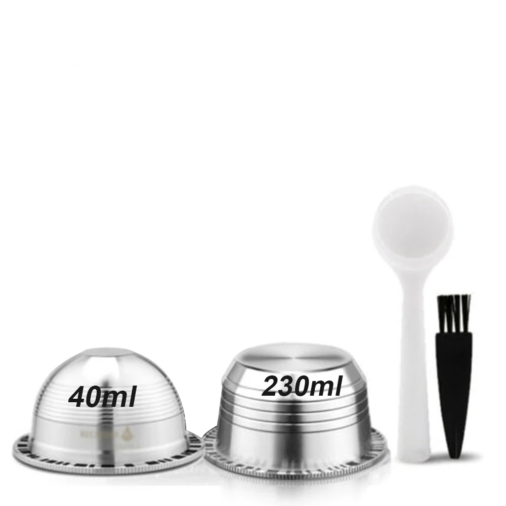 2* кофейные капсулы+ 1* ложка+ 1* щетка многоразовая кофейная капсула для Nespresso Vertuo ENV135BAE для Krups XN 9031