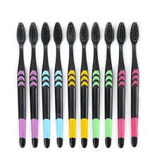 10 шт зубная щетка двойная Ультрамягкая зубная щетка бамбук древесный уголь нано щетка Зубная щетка для ухода за зубами для поддержания гигиены зубов щетка