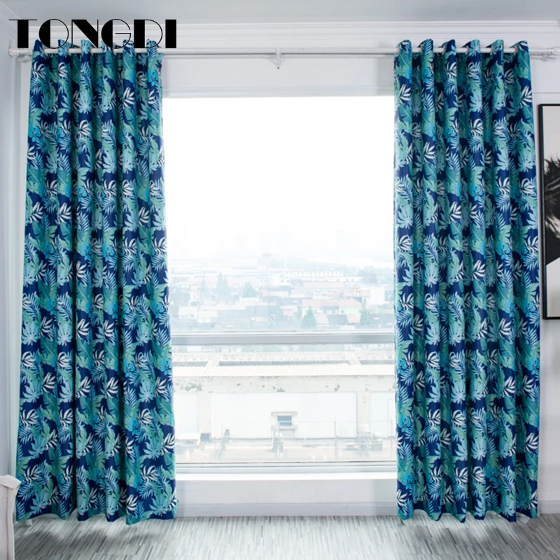 TONGDI Printing Elegant Leaves Floral Blackout Curtains High-grade Decoration For Home Parlor Sitting Room Bedroom Living | Дом и сад