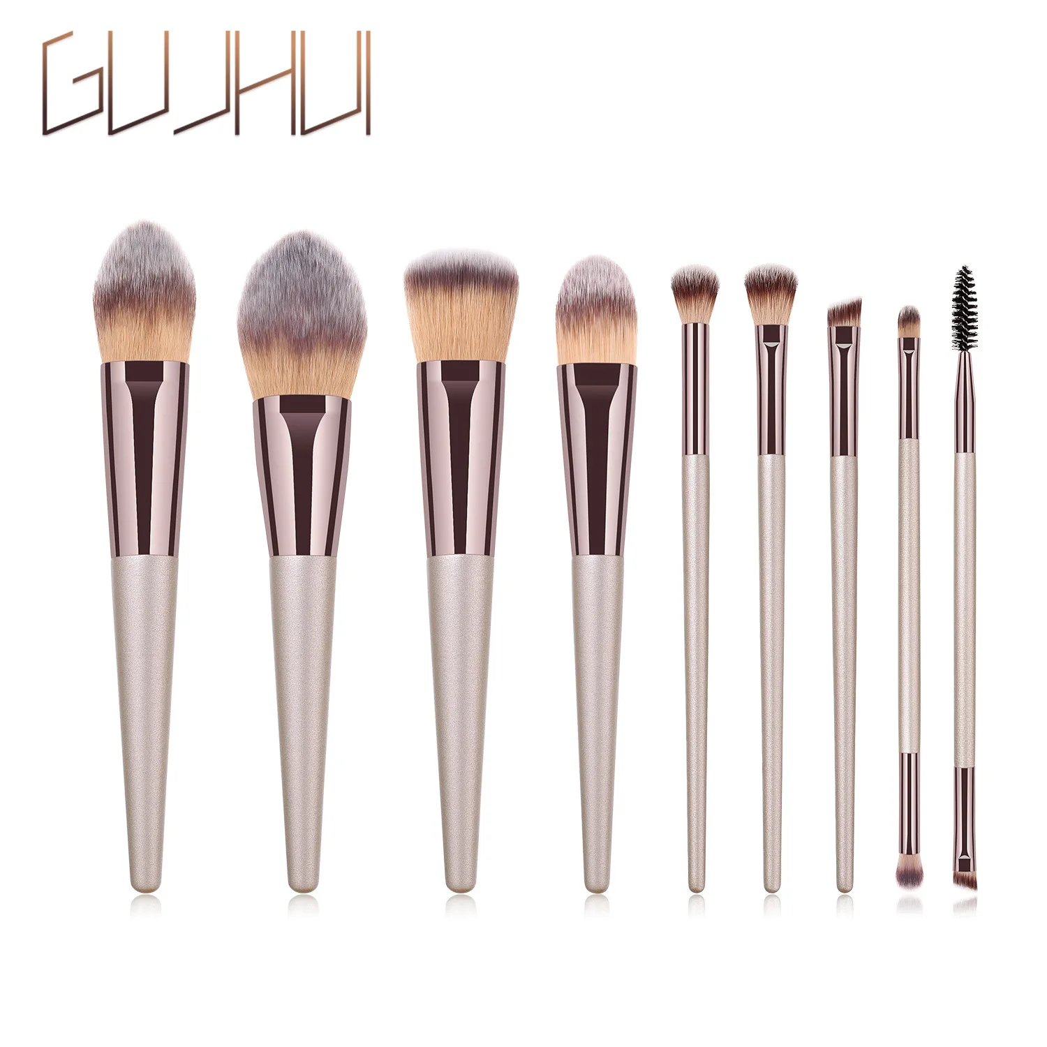 

9 Makeup Brush Set High-end Champagne Gold (7 x 2) New Beauty Tool GUJHUI