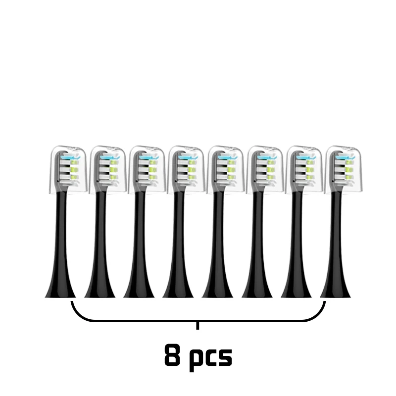 Soocas X3 X1 X5 Зубная щётка головки Ультразвуковая электрическая зубная щетка для Замены Зуба насадки для зубной щетки 2/4/8/12 шт - Цвет: black 8pcs
