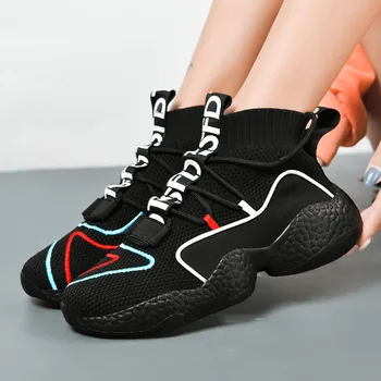 

2020 Women Sock Shoes Fashion Casual Designer Ladies Breathable High Top Platform Sneakers Zapatillas Blancas Deportivas Mujer