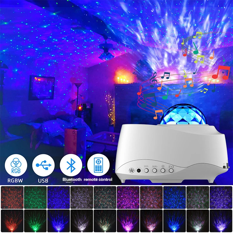 Ocean Wave Projector Led Night Light Aid Sleeping Romantic Soothing Water Wave USB LED Light Lamp Projector Music Player For Kid ocean wave projector led night light aid sleeping romantic soothing water wave usb led light lamp projector music player for kid
