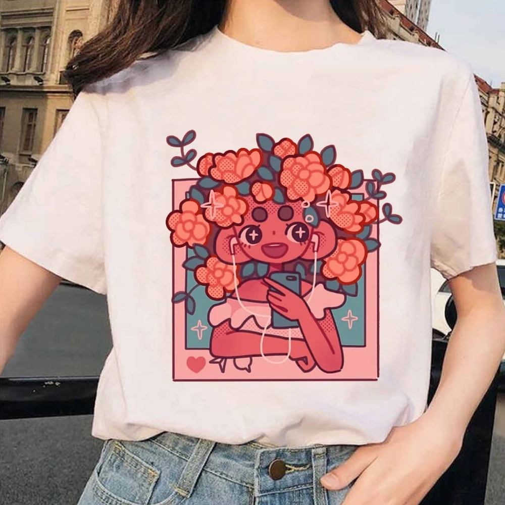 Женская футболка оверсайз с принтом персонажа Корейская одежда Harajuku Kawaii