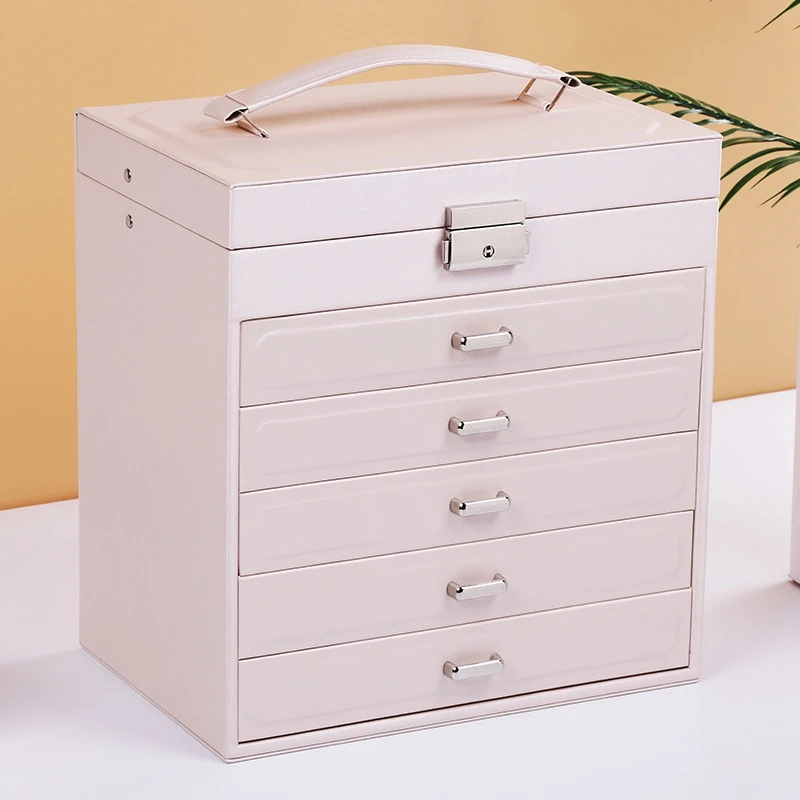  Large Jewelry Box Watch Case Beads Earrings Rings Jewelry Storage Case Leather Trinket Organizer