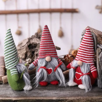 

Christmas Figurines Bearded Striped Hat Christmas Holiday Figurines Ornament Swedish Tomte Plush Doll Winter Table Decoration Ne