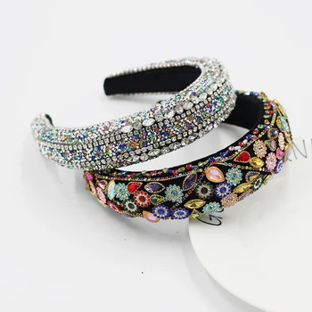 

Sponge color rhinestone headband New Fashion Baroque Sponge Color Rhinestones Exaggerated Ladies Hair Hoop Prom Hair 796