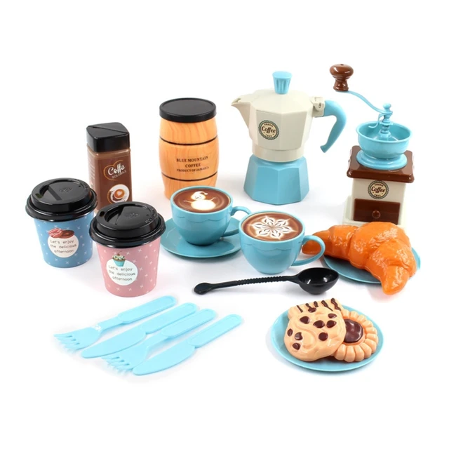 Kids Breakfast Toy Kit Kettle Toaster Coffee Maker Food Pretend Kitchen  Play Set