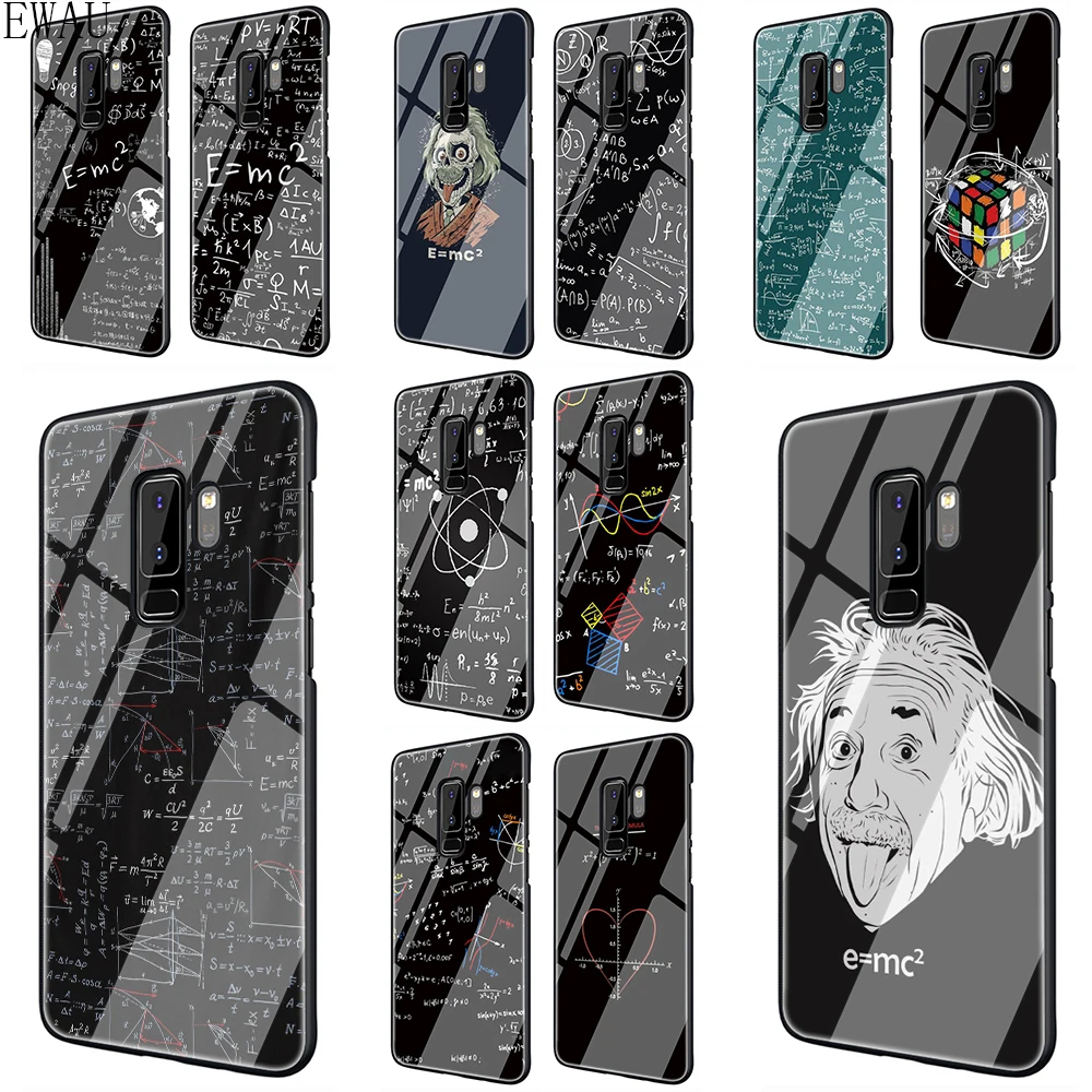 

EWAU mc2 with E=mc Math Albert Einstein Tempered Glass phone case for Samsung S7 S8 S9 S10 Note 8 9 10 plus A10 20 30 40 50 60 70