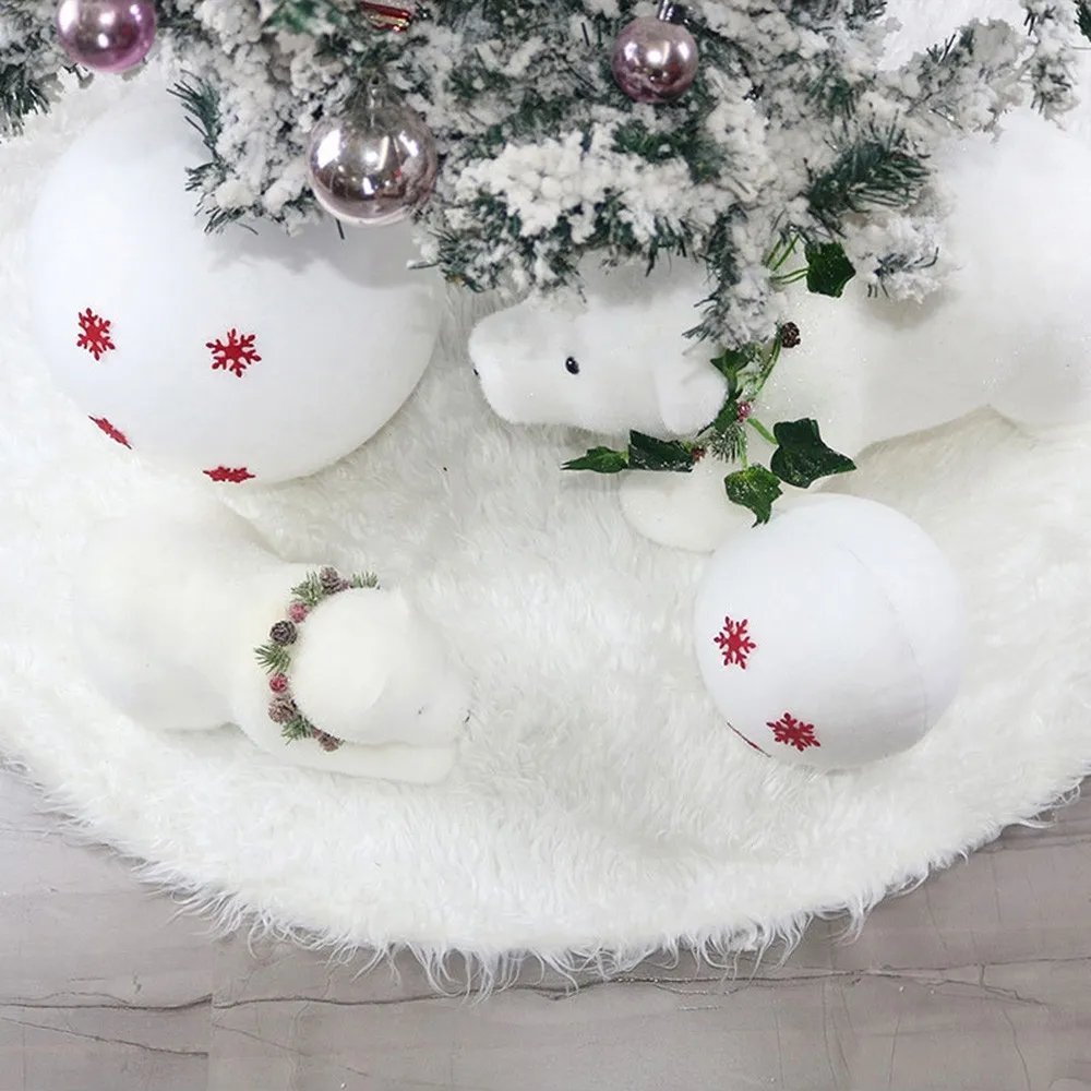 Белые Плюшевые юбки для рождественской елки, коврик с изображением дерева под елкой, новогодние украшения для дома, юбки для елки, товары для дома