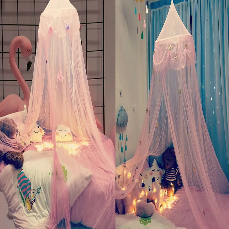 Home Elegant Romantic Hung Dome Mosquito Net Bed Canopy Princess Round Mosquito Nets For Mesh Bedroom Circular Curtain