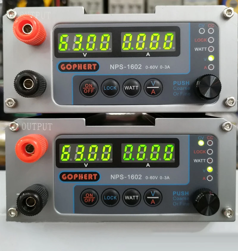 Gophert NPS-1602 0-60V 0-3A мини Регулируемый Цифровой DC импульсный источник питания 110 V/220VAC