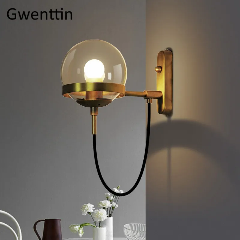 Nordic Glass Wall Lamps Modern Magic Bean Black Gold Sconce Wall Lights for Home Lighting Fixtures Industrial Lamp Loft Decor