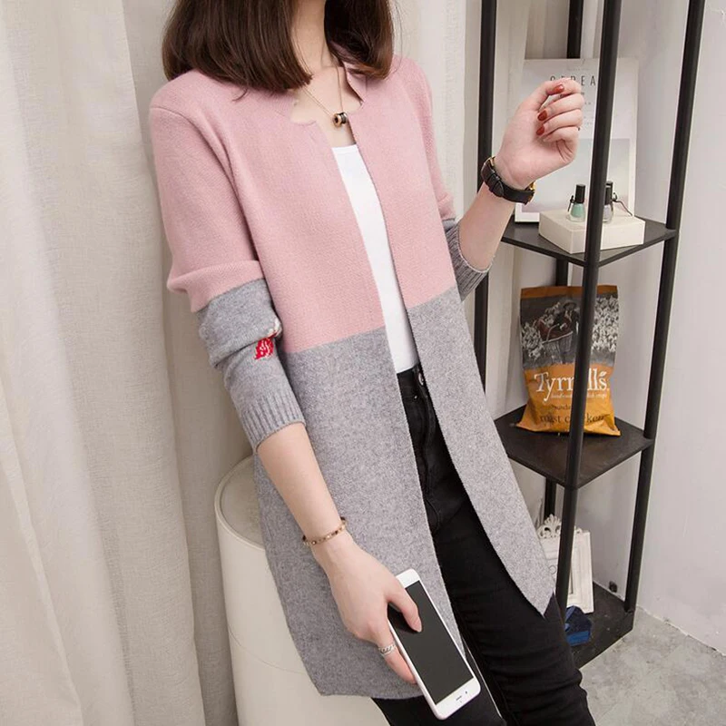 #^Special Price Cardigan Sweater Women LADY Autumn Long sleeve Slim Knitted Sweater Coat Casual Patchwork Long Cardigans Female Jacket Tops #^Special Price Cardigan Sweater Women LADY Autumn Long sleeve Slim Knitted Sweater Coat Casual Patchwork Long Cardigans Female Jacket Tops