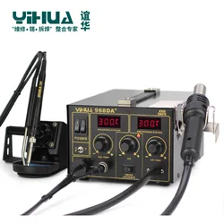 YIHUA – Station de réparation d'air chaud avec pointe de fer à souder numérique SMD, 968DA + 