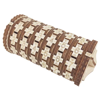 

Wooden Da Vinci Code Number Password Cylinder Lock Assembly Educational Math Toys Gift - S/L