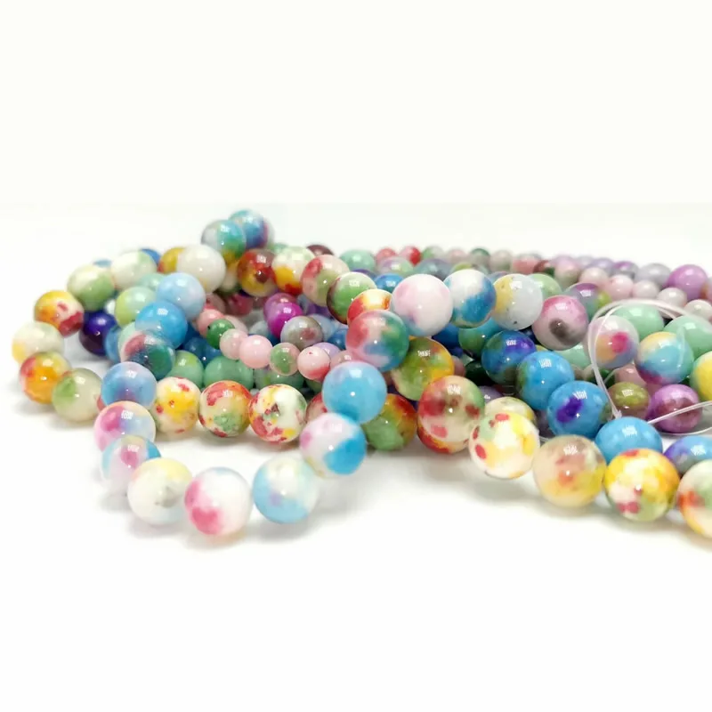 Натуральные разноцветные радужные Камни Круглые свободные бусины подходят Diy