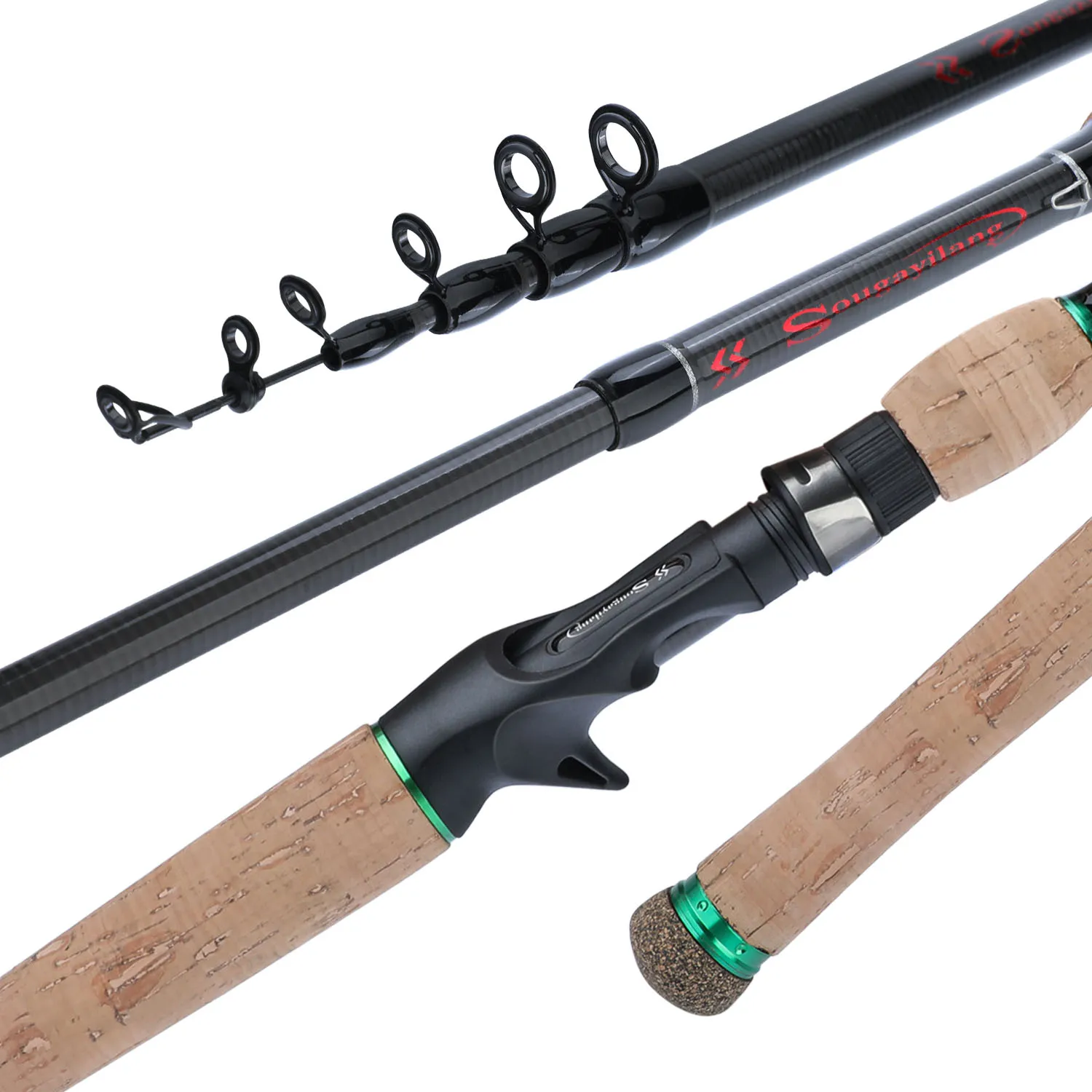 Canne à pêche en fibre de carbone pôle dur Portable ultra-léger poignée