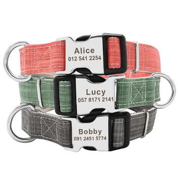 

Personalized Dog Collar Nylon Puppy Collars Adjustable Custom Dog Tag Collar For Chihuahua German Shepherd Pet Products Perros