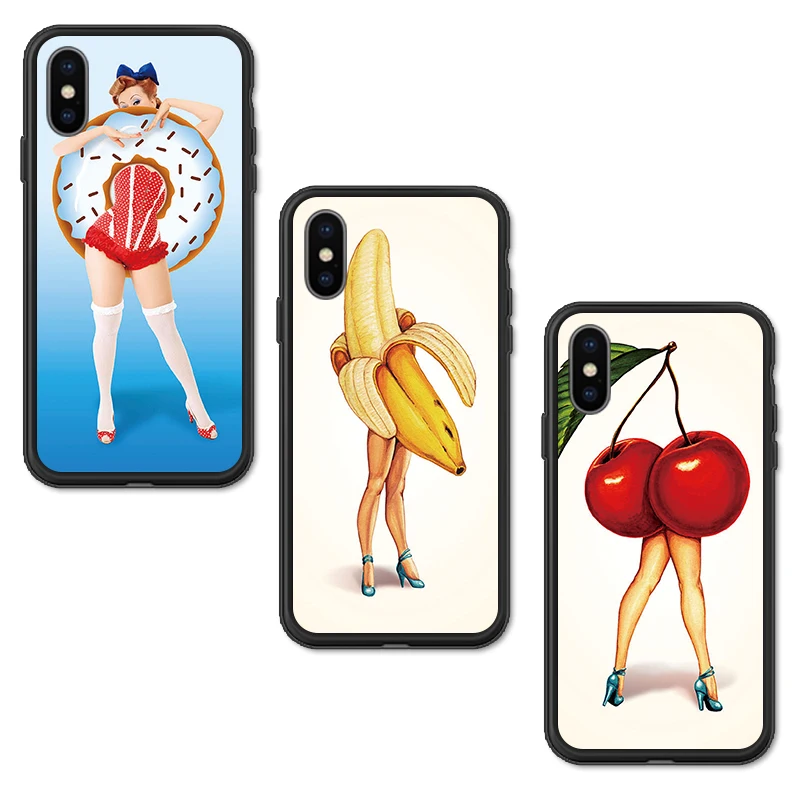 Phone Case For iPhone 11 Pro X XR XS Max 7 8 6 6s Plus 5 5s Sexy leg cake Food Fruit banana Soft Silicone Back Cover Shell coque | Мобильные
