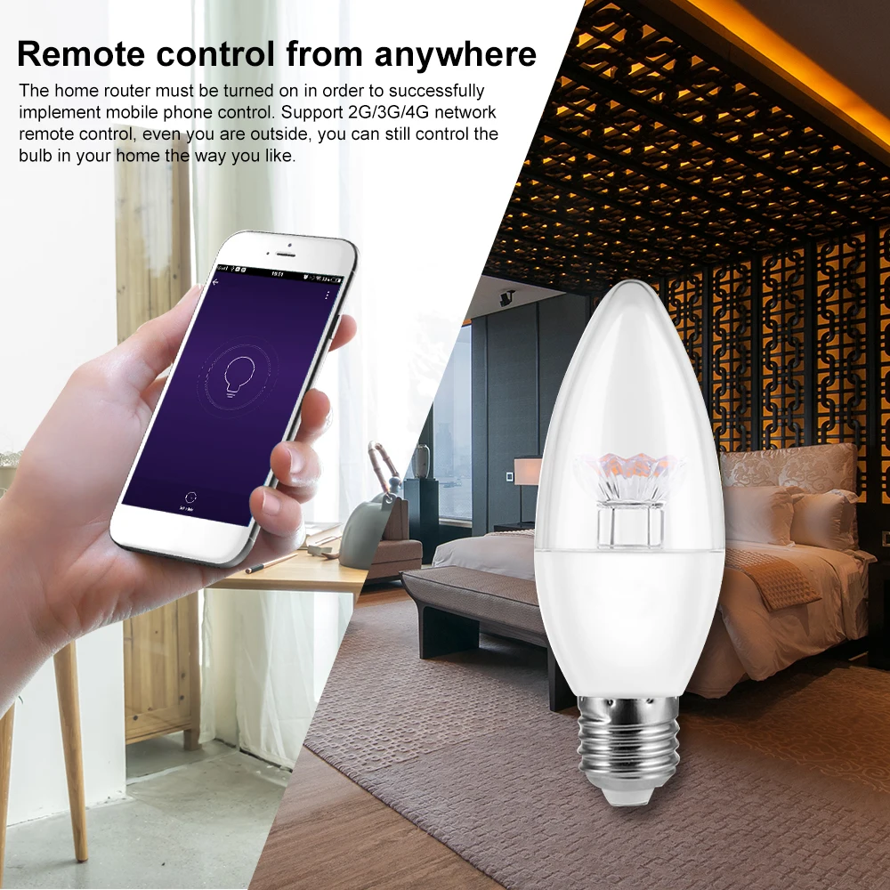 V16-C умный wifi светодиодный светильник RGB+ W Светодиодный светильник в форме свечи 6 Вт E27 светильник с регулируемой яркостью для телефона с дистанционным управлением для Alexa Google Home