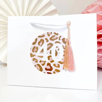 

Personalised Birthday Gift Bags ROSE GOLD LEOPARD foil Big Number Gift Bag cutom Rose Gold Foil Birthday Party Favour bag