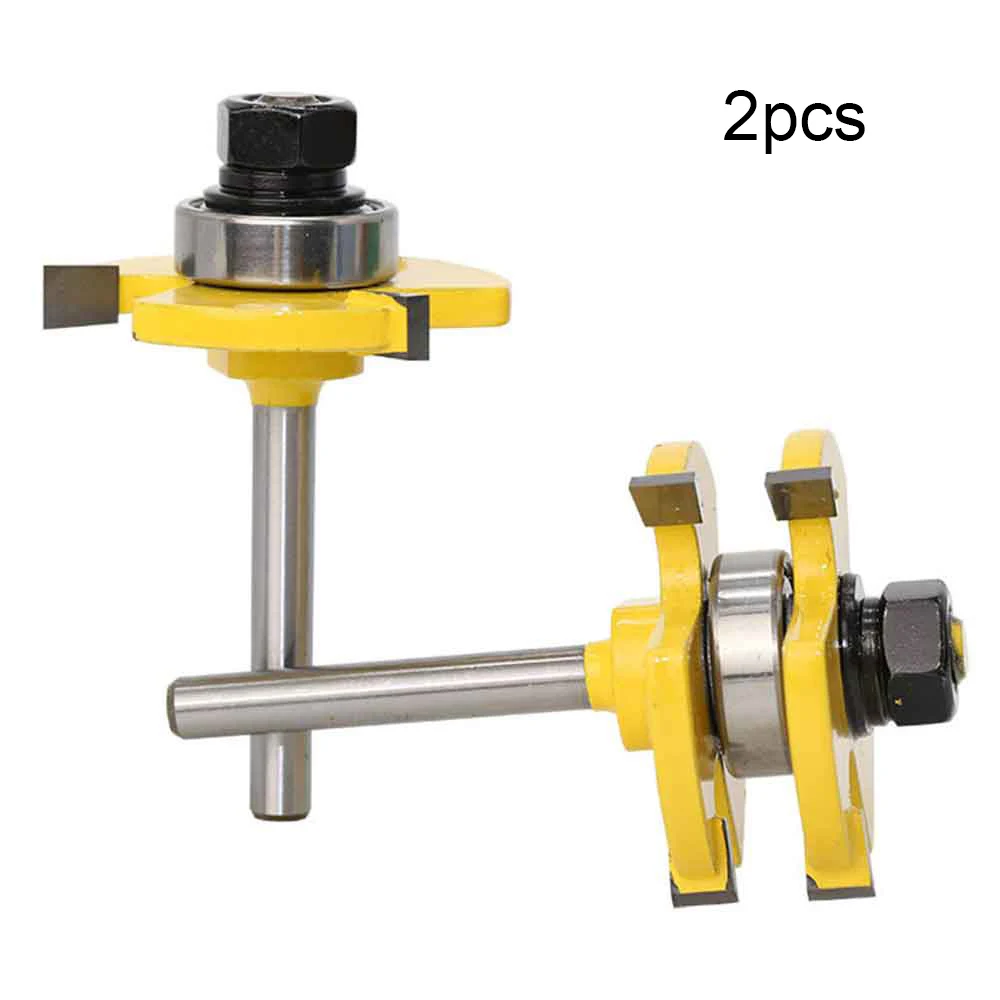 

2Pcs/Set Milling Cutter for Wood 1/4" Shank Tongue Groove Router Bits Drilling Milling Carving Set for Floor Woodworking