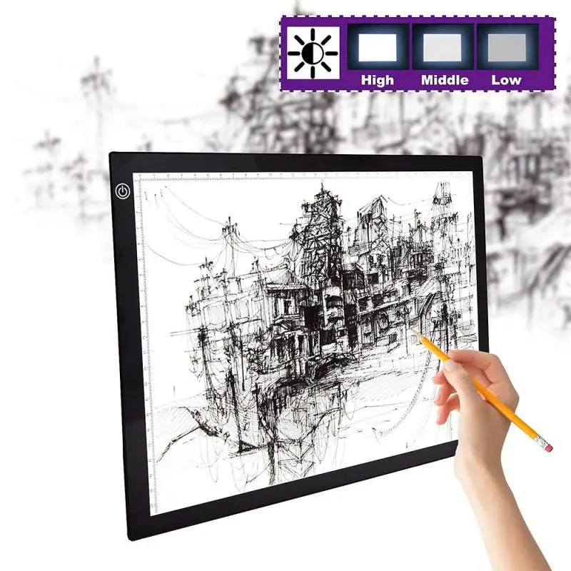 sottile portatile Artisti. A3 Light Box Tavola da disegno Illuminazione Trasparente Board Calligrafia Sketch Drawing Board per Architetti Led Copy Board 