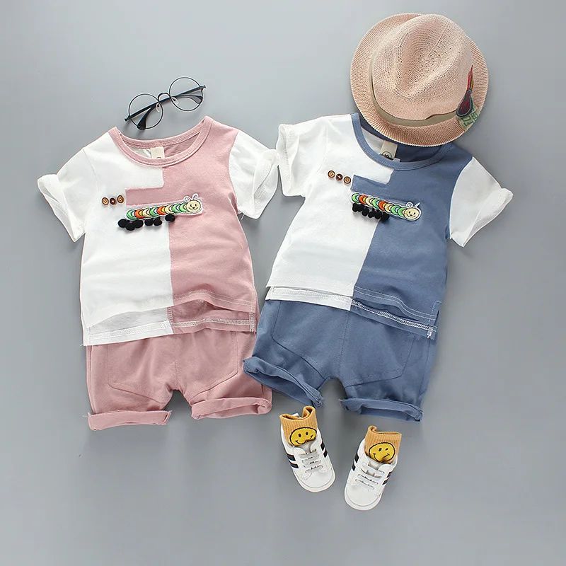 Summer New Baby Boys Cartoon animal Short Sleeve O Neck T-shirt+ Casual Loose Shorts Sportswear Clothing Sets Kids 2Pcs Suits
