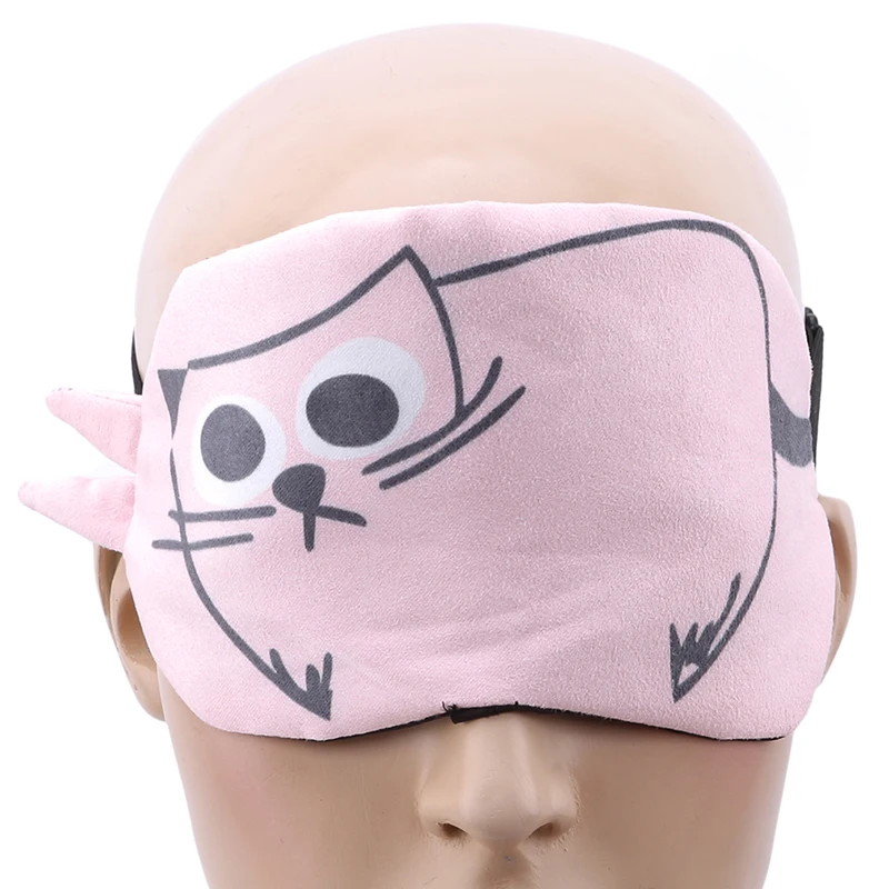 pink New Sleeping Eye Mask Cute Cat Print Eye Patch Eye Cover Sleeping Mask Kid Teen Blindfold Travel Eye Shade Cover No Ice Bag 1PC - Цвет: pink